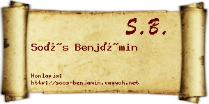 Soós Benjámin névjegykártya